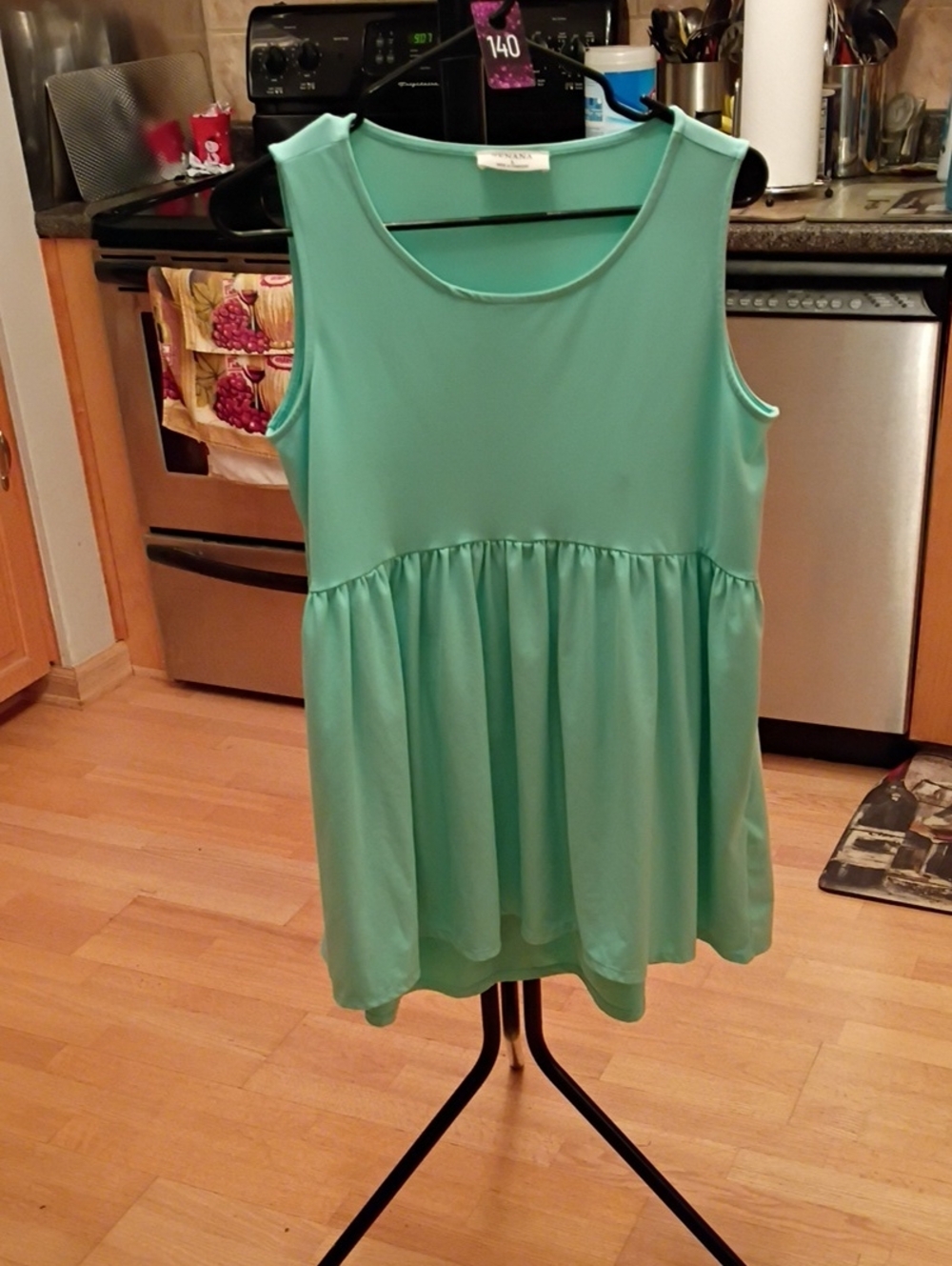 Sleeveless Peplum Tunic Top in Mint Green by Zenana
